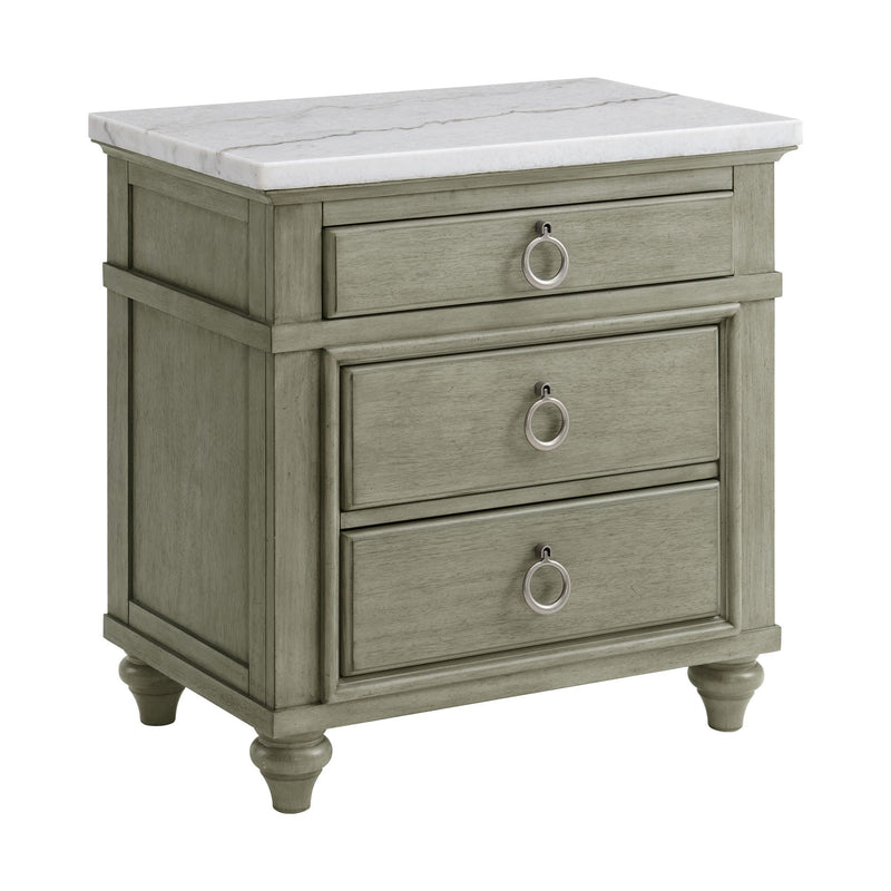 Kendari - 3 Drawer Nightstand With USB & White Marble Top - Gray