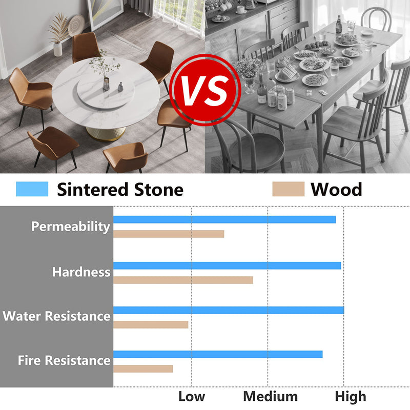 Modern Artificial Stone Round Carbon Steel Base Dining Table Stone Turntable