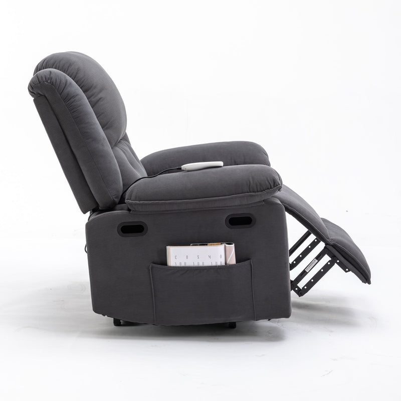 Massage Recliner, Power Lift Chair For Elderly With Adjustable Massage And Heating Function, Recliner Chair With Infinite Position And Side Pocket For Living Room