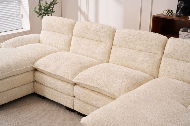 U-Shaped Profile Sofa, Including Two Single Seats And Two Chaise, Modular Sofa, Chenille Sofa