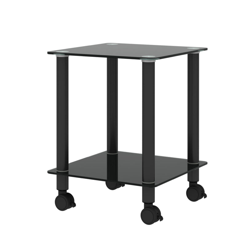 2 Piece Side Table, 2 Tier Space End Table, Modern Night Stand, Sofa Table, Side Table With Storage Shelve - Black