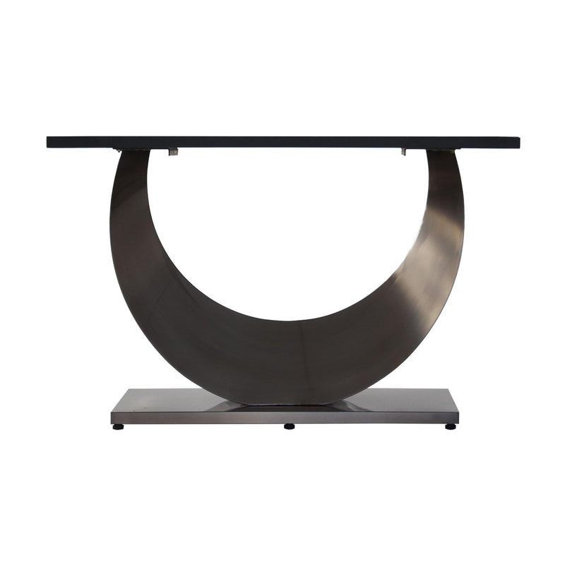 70.87" Modern Artificial Stone Crescent-Shaped Metal Legs, Can Accommodate 6-8 People - Black