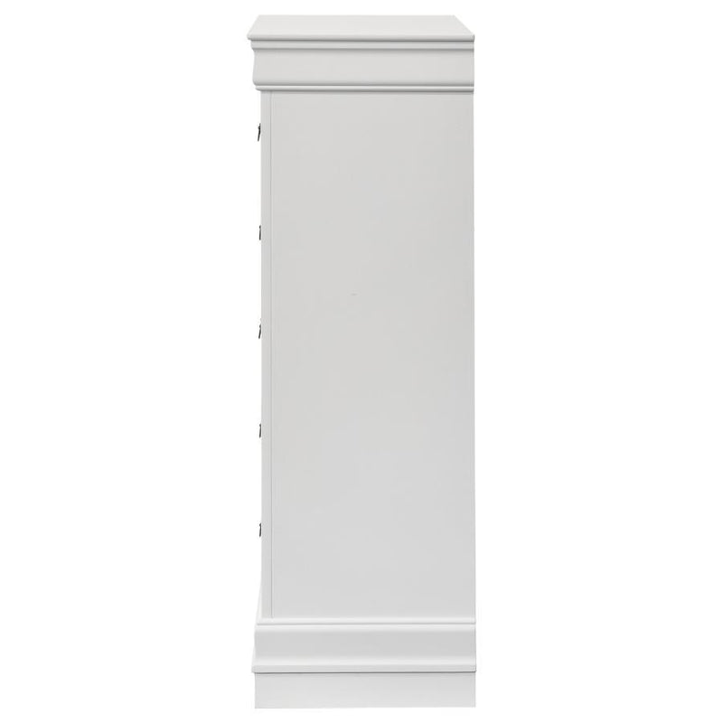 Louis Philippe - 5 Drawers Bedroom Chest - White