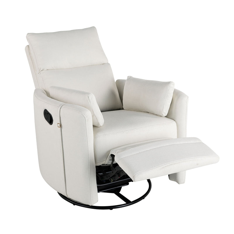 Upholstered Swivel Recliner Manual Rocker Recliner Chair Baby Nursery Chair With Two Removable Pillows For Living Room