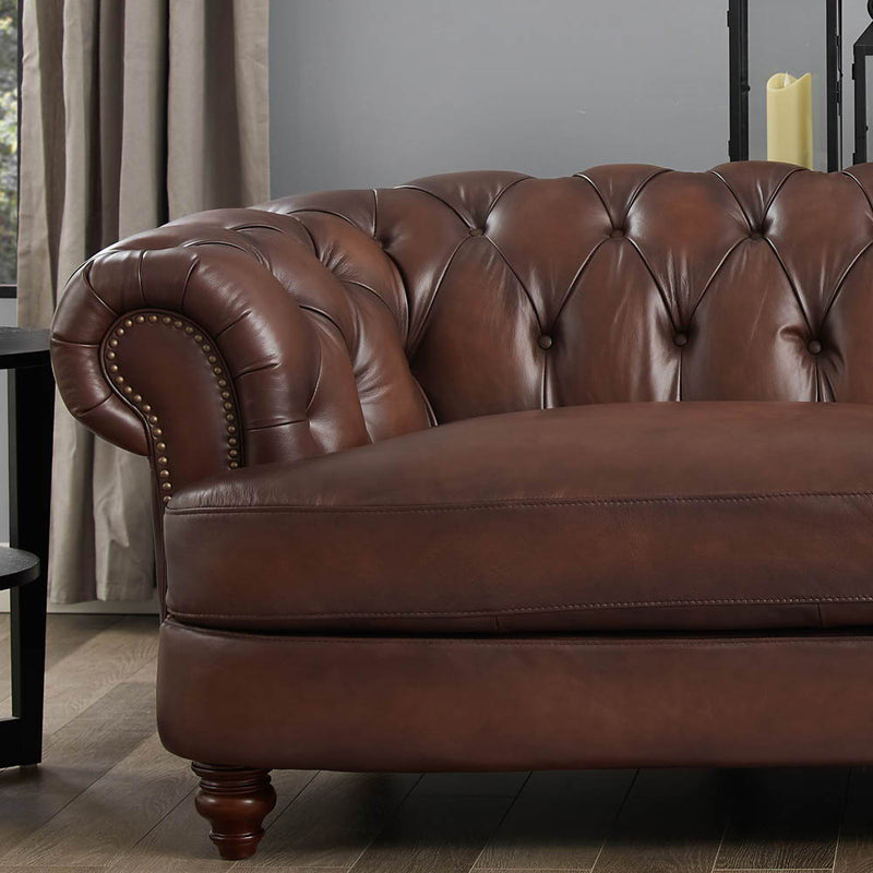 Newport - Leather Loveseat - Caramel