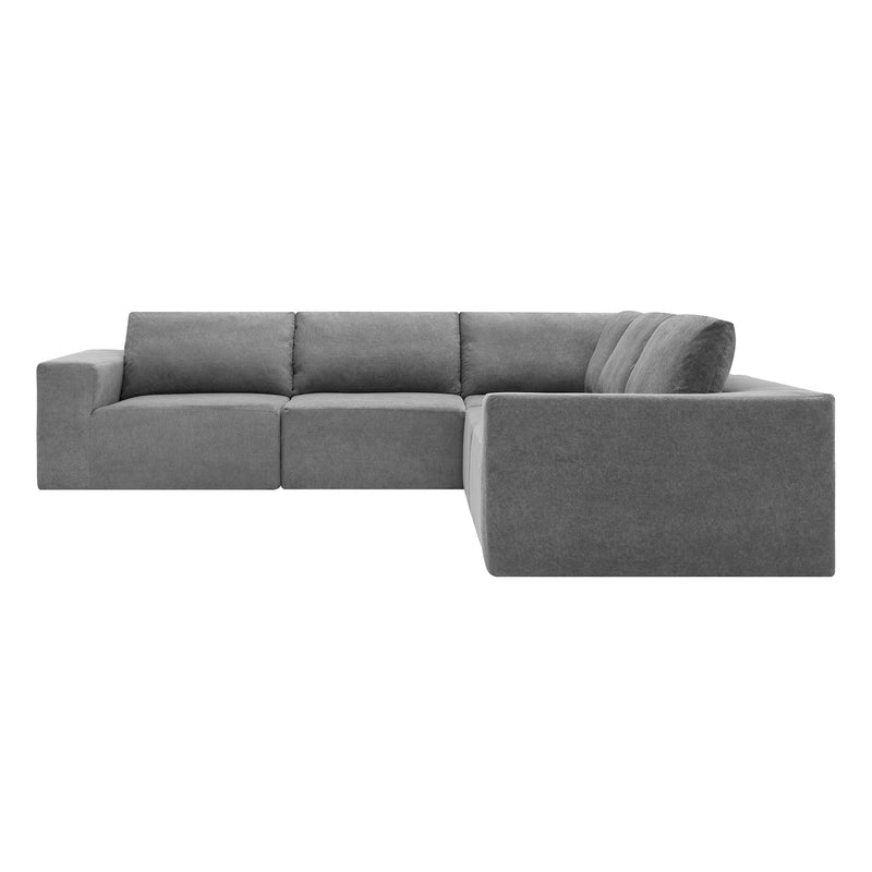 Modular L Shaped Sectional Sofa, Luxury Floor Couch Set, Upholstered Indoor Furniture, Foam - Filled Sleeper Sofa Bed For Living Room, Bedroom, 5 Pieces Free Combination - Gray