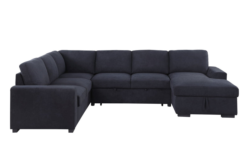 Selene II - 117.5"W Dark Gray Woven Fabric Sleeper Sectional Sofa With Right-Facing Storage Chaise