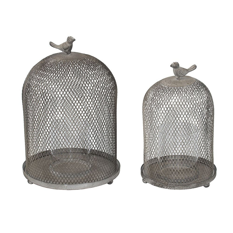 Ophira Sparrow Mesh Candle Holders (Set of 2) - Antique Gray