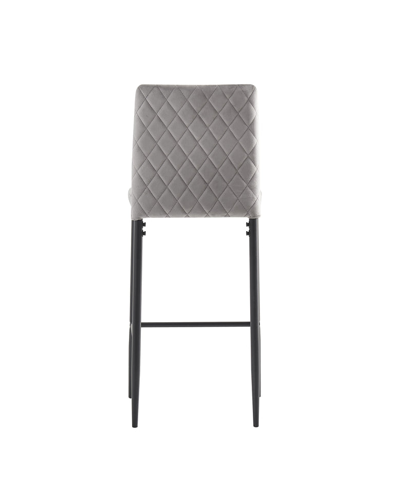 Bar Stool, Velvet Stool, Modern Bar Chair, Bar Stool With Metal Legs, Kitchen Stool, Dining Chair (Set of 2) - Light Gray