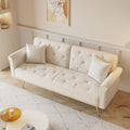 Velvet Nail Head Sofa Bed With Throw Pillow