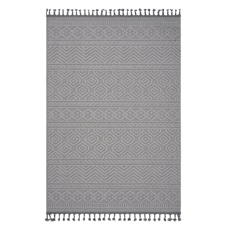 Guros - 4' x 6' Geometric Indoor / Outdoor Area Rug - White