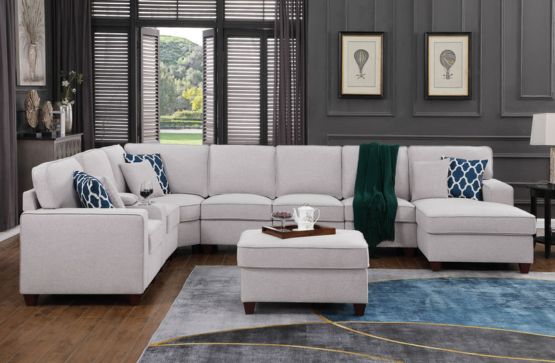 Eric - 9 Piece Upholstered Sectional With Ottoman