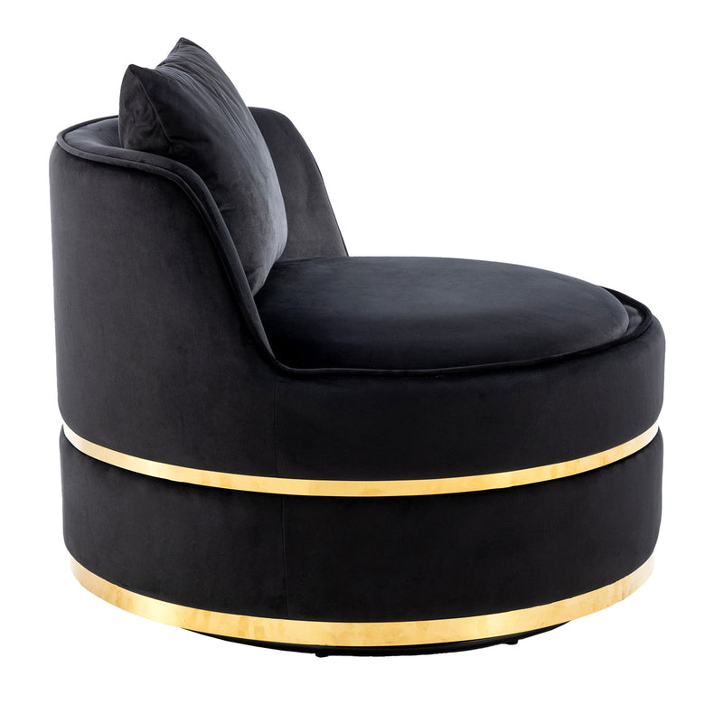 360° Swivel Accent Chair Velvet Modern Upholstered Barrel Chair Over-Sized Soft Chair With Seat Cushion For Living Room