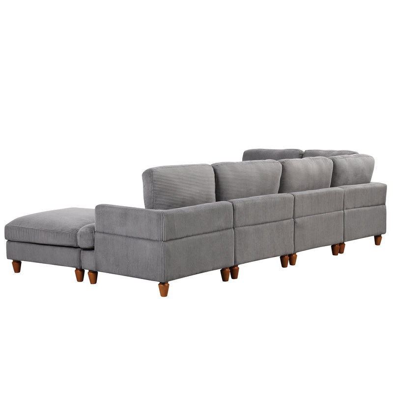 U_Style Modular Sectional Sofa with Ottoman L Shaped Corner Sectional for Living Room, Office, Spacious Space(same sku: WY000336AAE)