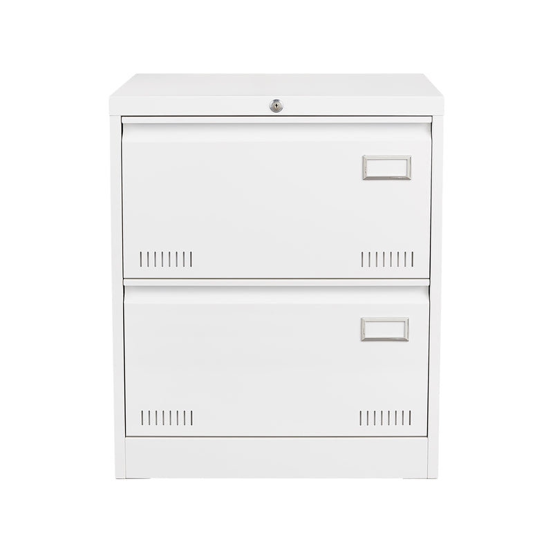 Filing Cabinet Lateral File Cabinet With Lock, 2 Drawer, For Legal / Letter / A4 / F4 Home Office - White