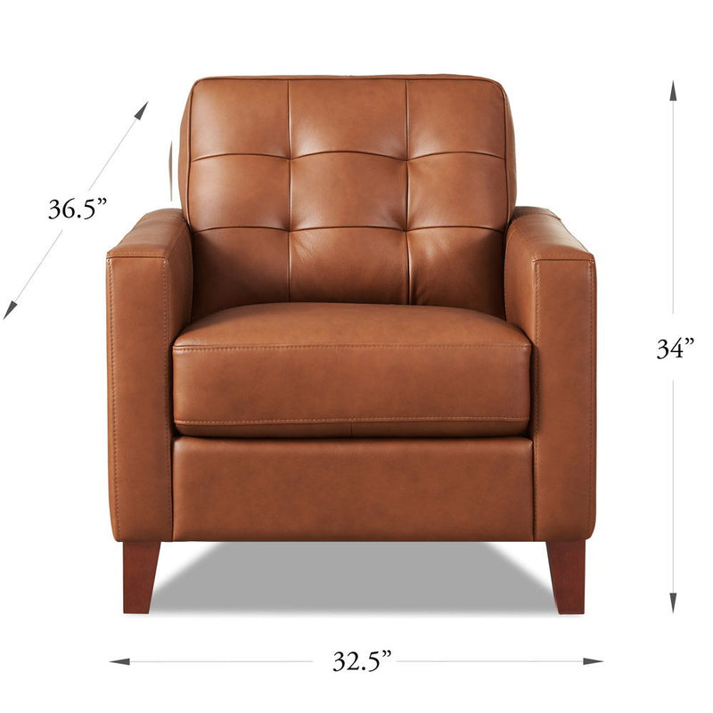 Aiden - Leather Chair - Brown