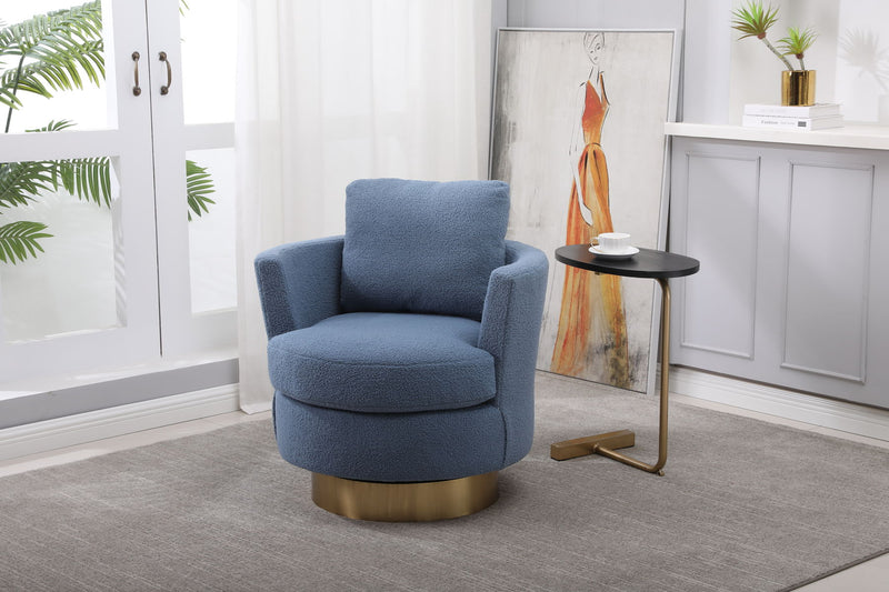 Barrel Chair, Swivel Accent Chairs Armchair For Living Room, Reading Chairs For Bedroom Comfy, Round Barrel Chairs With Gold Stainless Steel Base