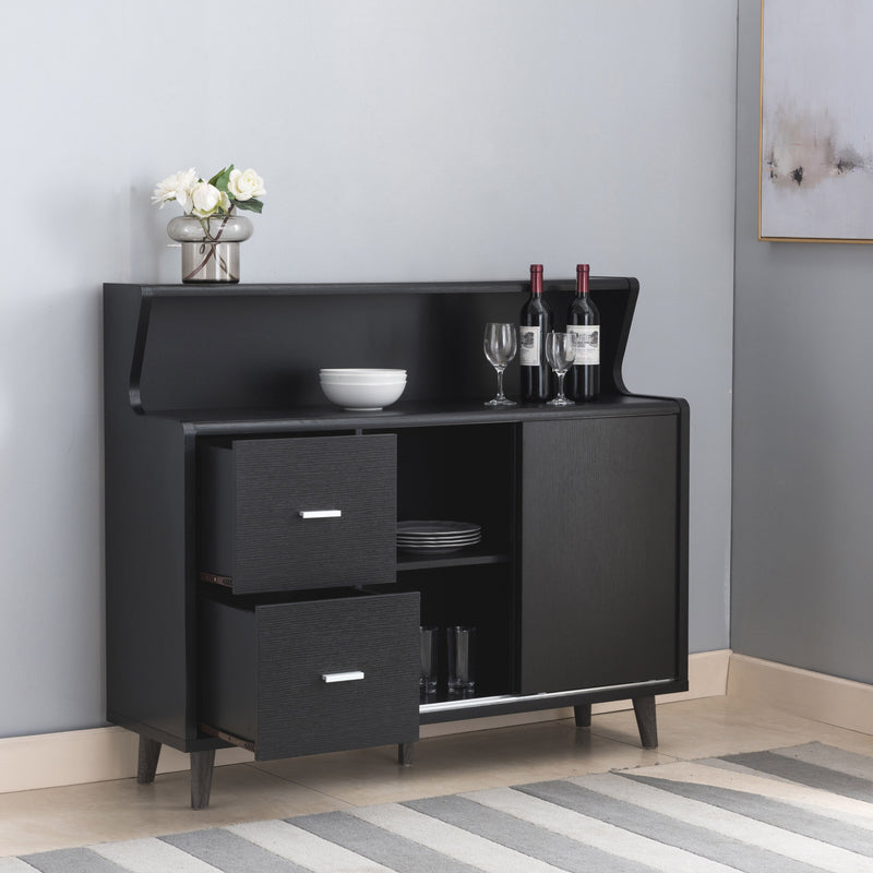 Buffet Cabinet, Coffee Bar With Storage Compartments - Black