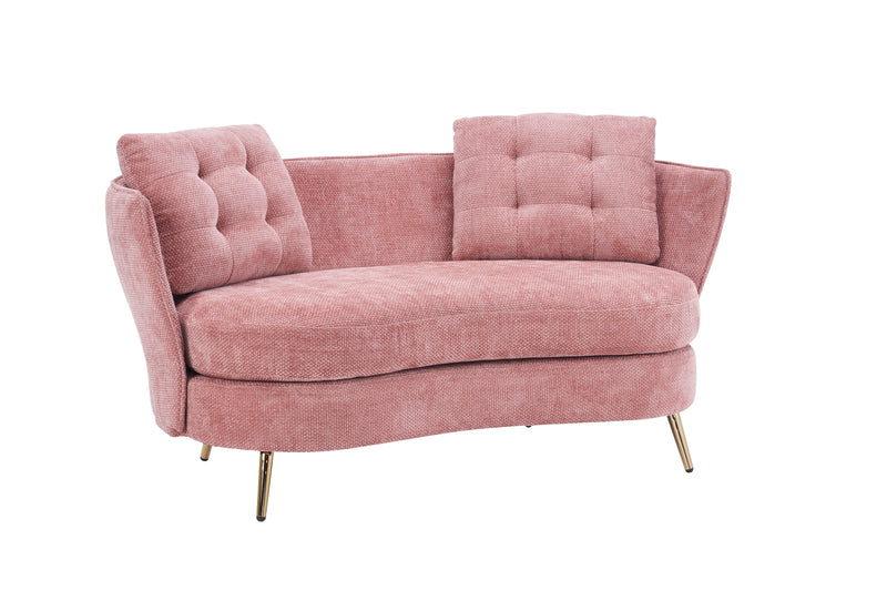 Polyester Fiber Loveseat Sofa Chair Upholstered Couch With Golden Metal Legs Club Two-Seat Sofa For Living Reading Room Bedroom Apartment Small Space Dorm