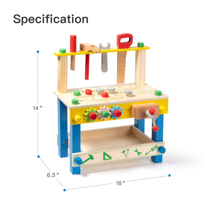 Kids Furniture - Wooden Play Tool Workbench Set For Kids Toddlers