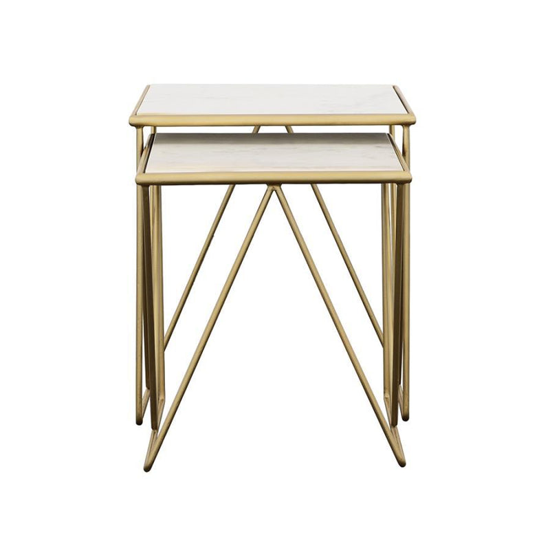 Bette - 2 Piece Nesting Table Set - White And Gold