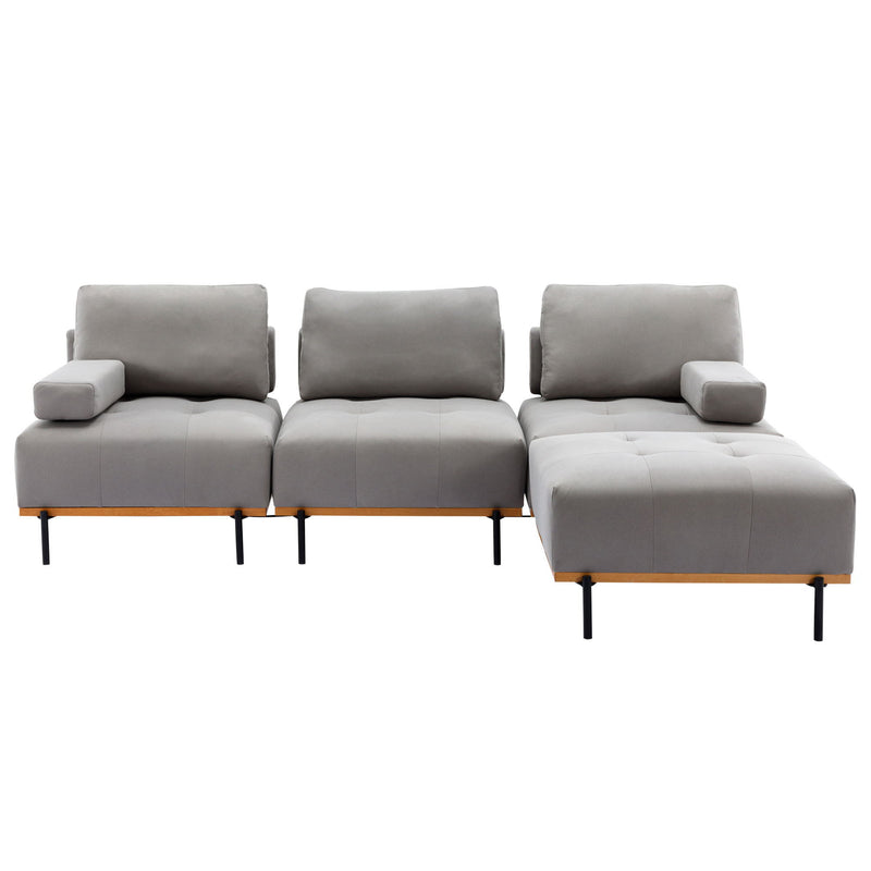 L-Shape Sectional Sofa 3 Seater Couches With A Removable Ottoman, Comfortable For Living Room