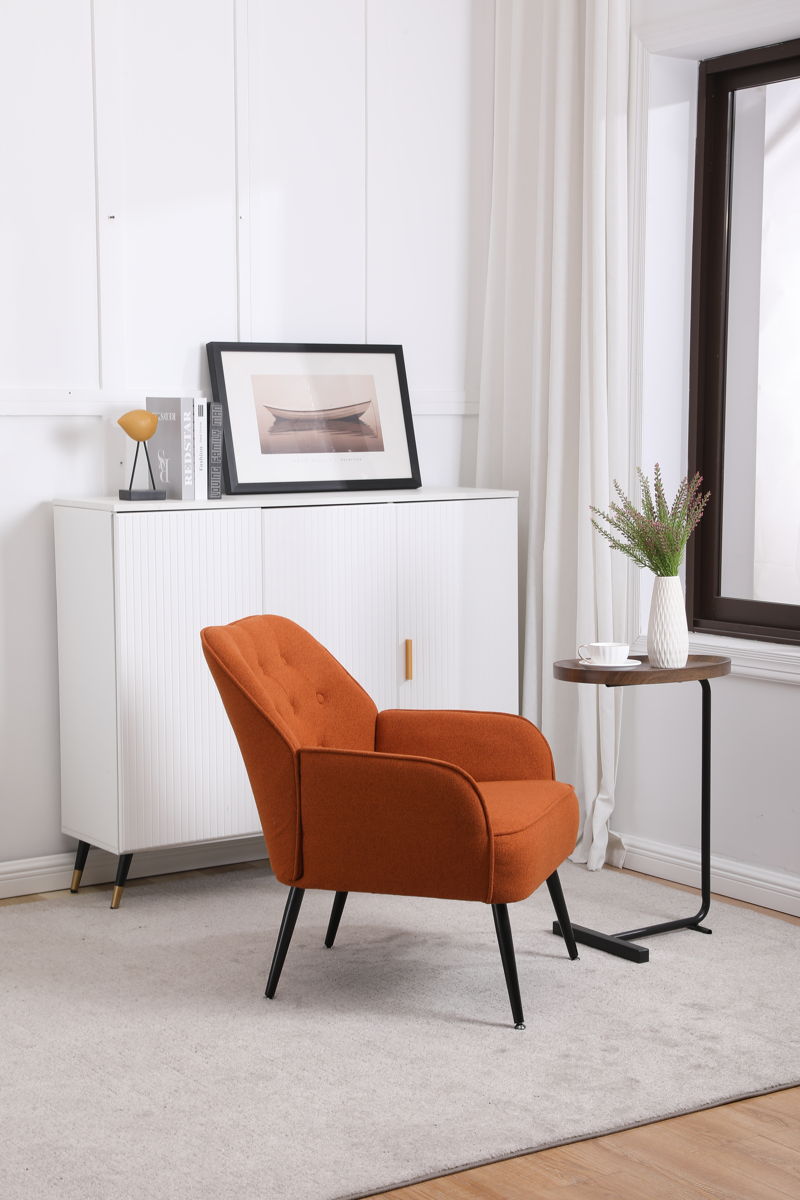 Modern Mid-Century Chair Linen Sherpa Armchair