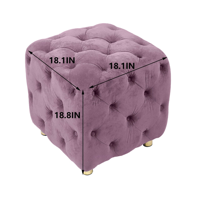 Modern Velvet Upholstered Ottoman, Exquisite Small End Table, Soft Foot Stool, Dressing Makeup Chair, Comfortable Seat For Living Room, Bedroom, Entrance