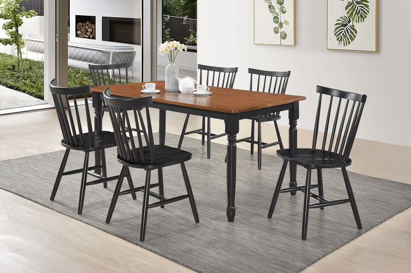 Hollyoak - Farmhouse Rectangular Dining Table With Turned Legs - Walnut And Black