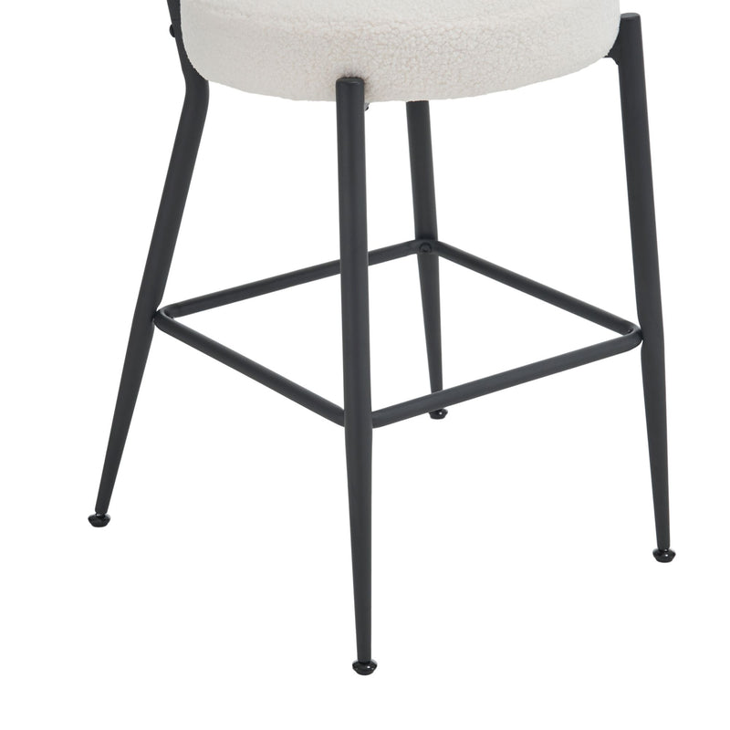 Modern Teddy Fabric Upholstered Bar Stools - Black Legs