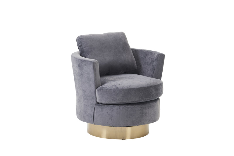 Barrel Chair, Swivel Accent Chairs Armchair For Living Room, Reading Chairs For Bedroom Comfy, Round Barrel Chairs With Gold Stainless Steel Base