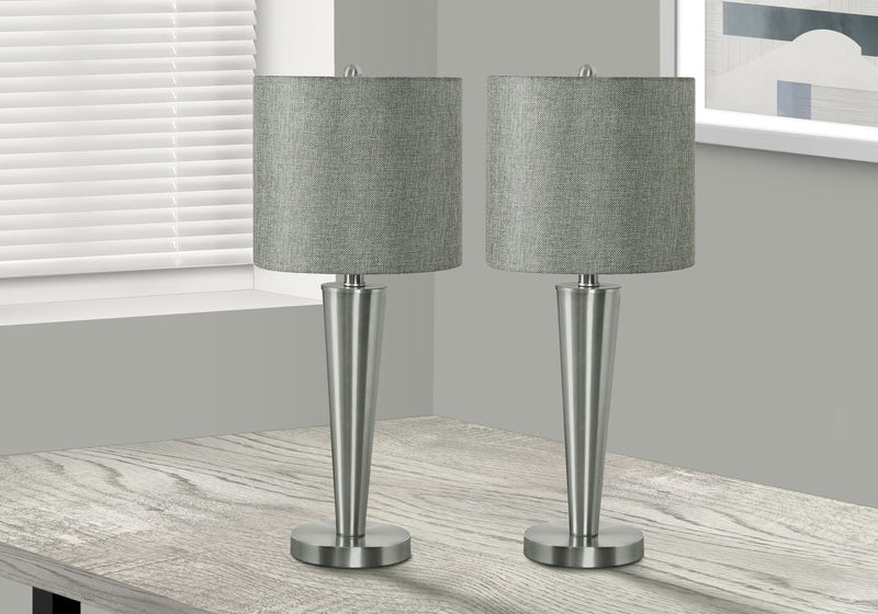 Lighting, Table Lamp, USB Port Included, Nickel Metal, Contemporary (Set of 2) - Silver