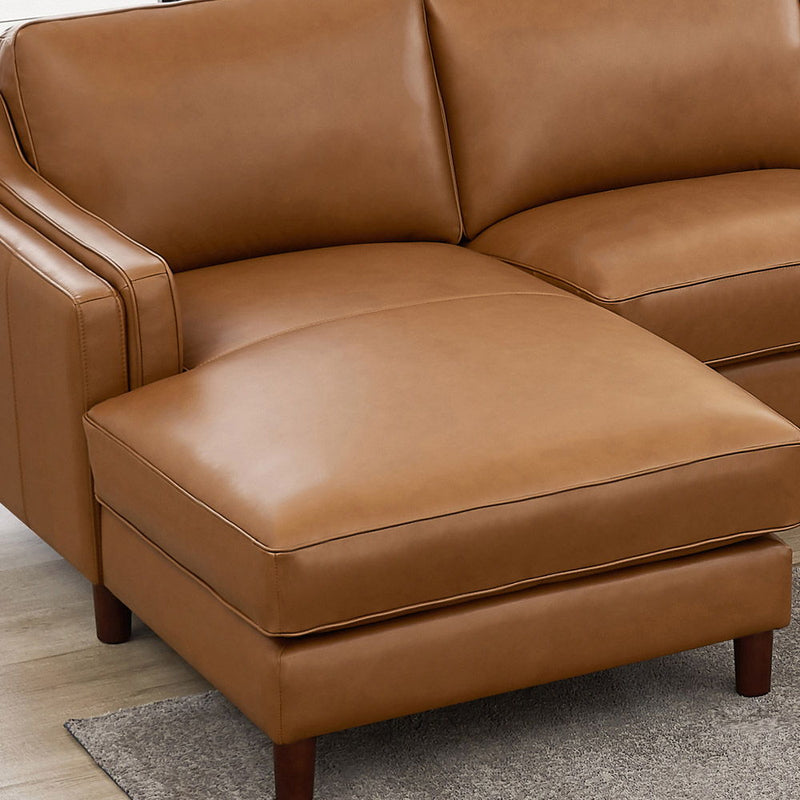 Bella - Leather Left Chaise Sectional - Brown