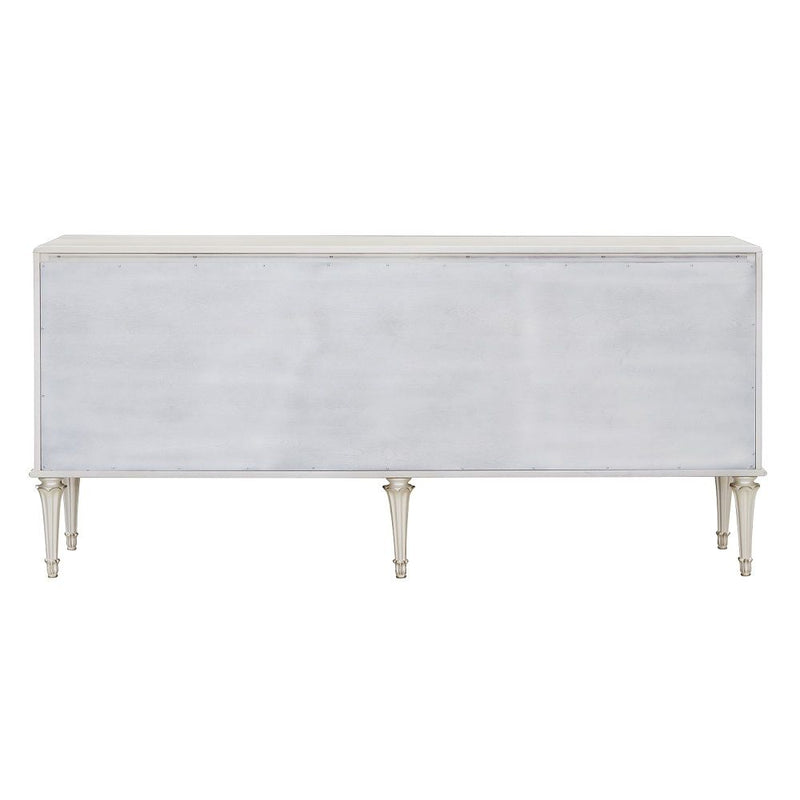 Ansaldo - Console Cabinet - Pearl White & Silver Shimmer