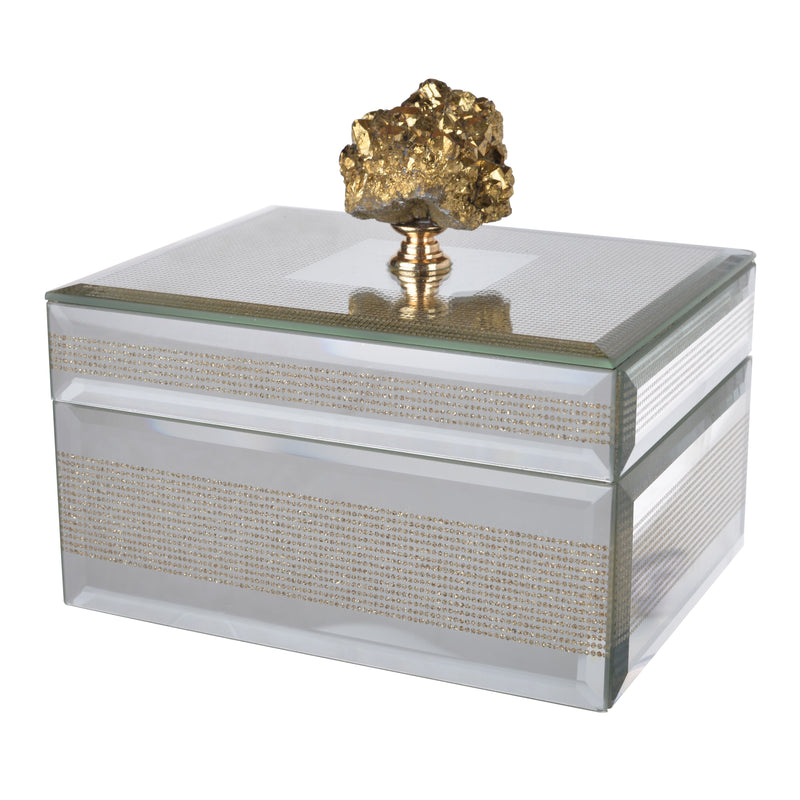 Sullivan Striped Decorative Box, Stackable Decorative Storage Boxes With Lids - Silver