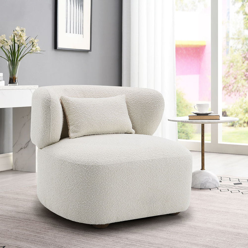 Darius - Accent Chair With Pillow - Beige Boucle