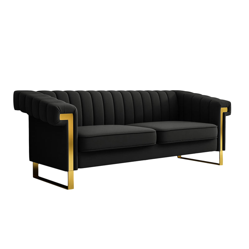 Fx-P81Pu-Bk Fashionable Sofa For Livingroom And Office Room 3S Sofa (Temu Suitable) - Black