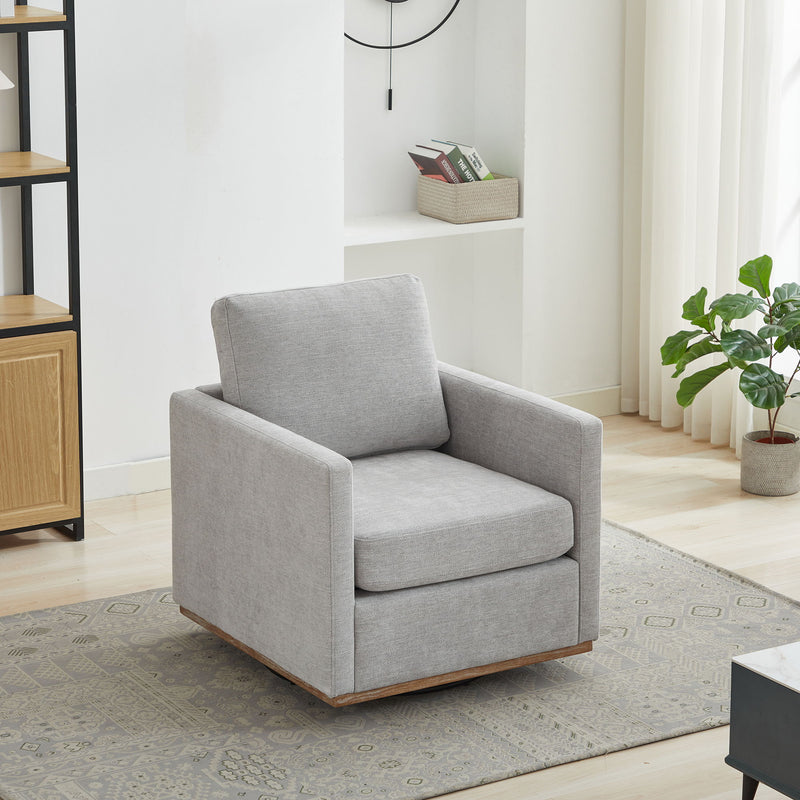 Square Upholstered Swivel Accent Chair And Comfy Accent Single Sofa Chair, 360° Club Chair, Lounge Armchair For Living Room Bedroom Apartment Nursery