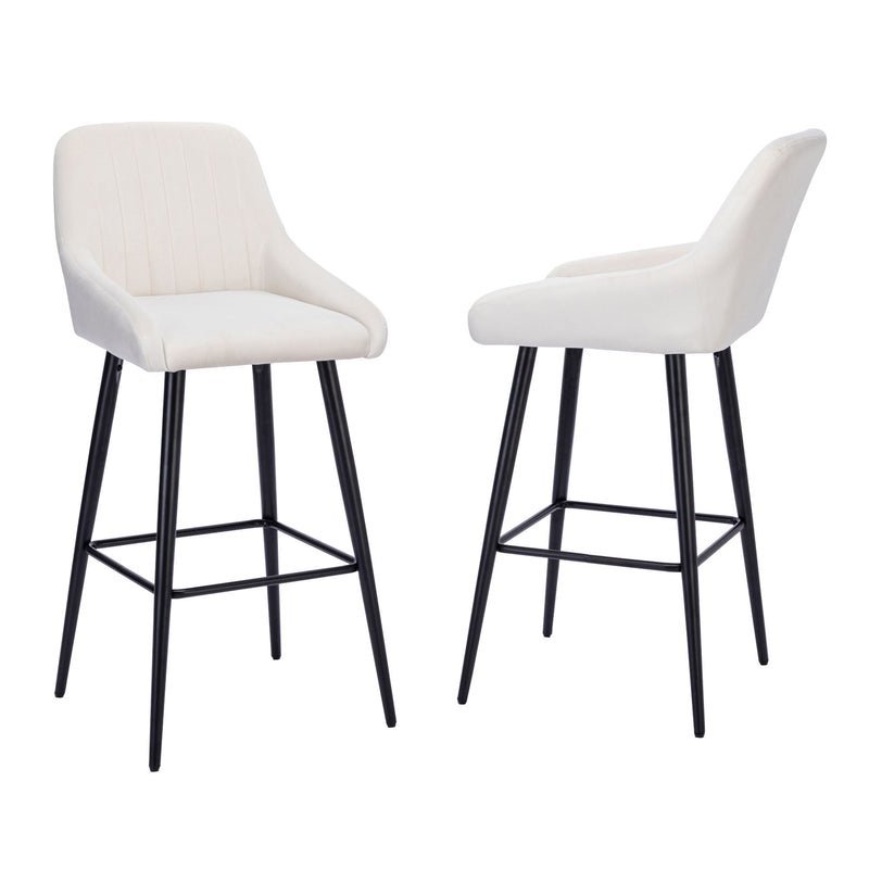 Elegant Lifestyle Modern Bar Stools, Velvet Upholstered Barstools With Back (Set of 2) Bar Chairs For Kitchen Living Room