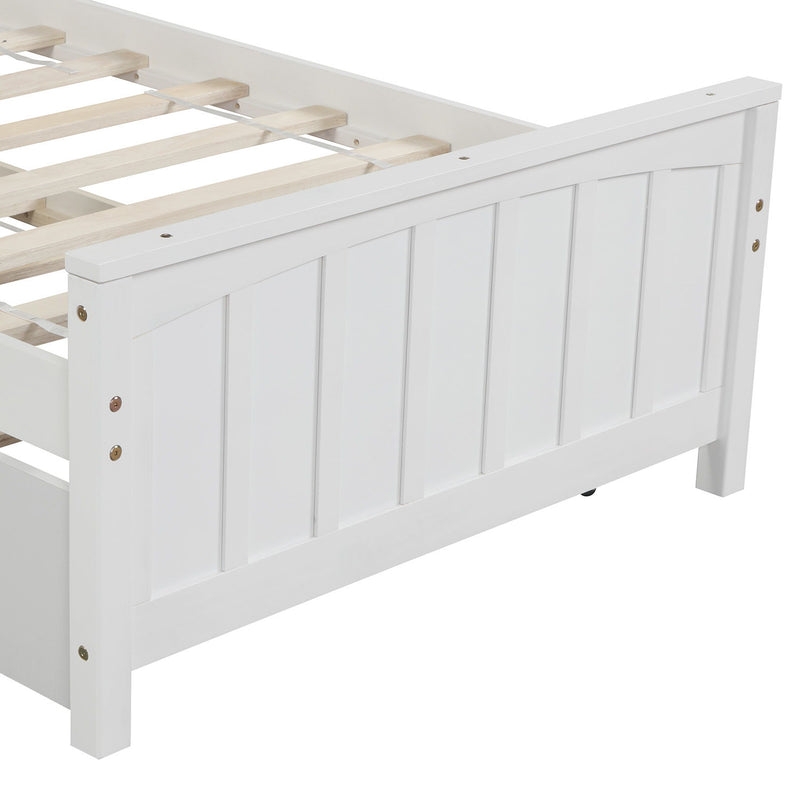 Twin Size Platform Bed & Trundle - White