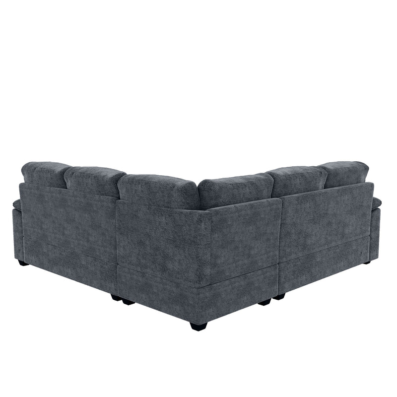 Modern Velvet Sectional Sofa Set, Large U Shaped Upholstered Corner Couch With Ottoman, Armrest Pillow, 6 Seat Indoor Furniture For Living Room