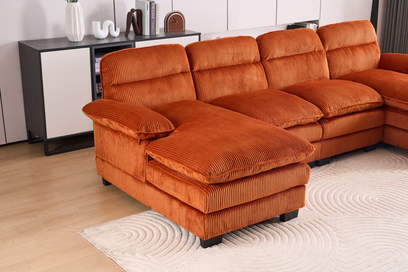 U-Shaped Profile Sofa, Including Two Single Seats And Two Chaise, Modular Sofa, Corduroy Sofa