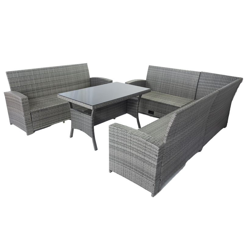 5 Piece Patio Wicker Outdoor Sectional Set 9 Seater Conversation Set With 3 Storage Under Seat