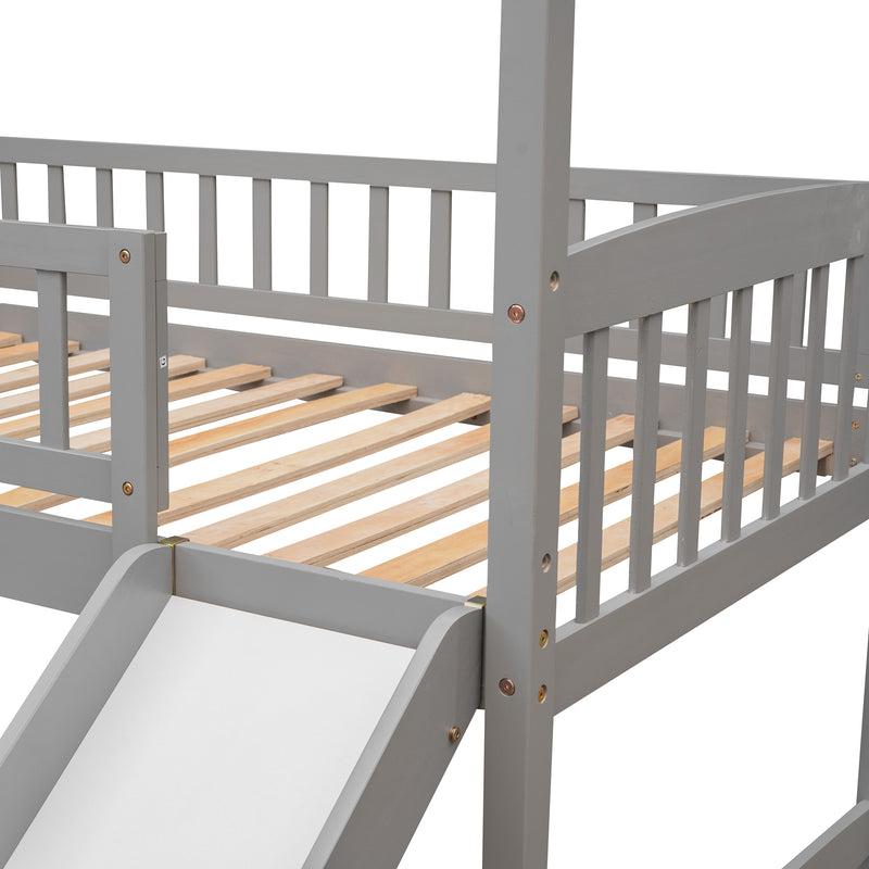 Twin Loft Bed with Slide, House Bed with Slide,White(OLD SKU :LT000212AAE)