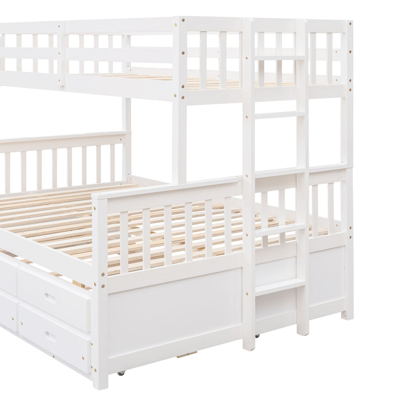 Twin Over Full Bunk Bed With Twin Size Trundle, Separable Bunk Bed With Drawers For Bedroom