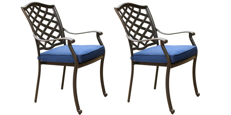 Outdoor Patio Aluminum Dining Arm Chair With Cushion (Set of 2)