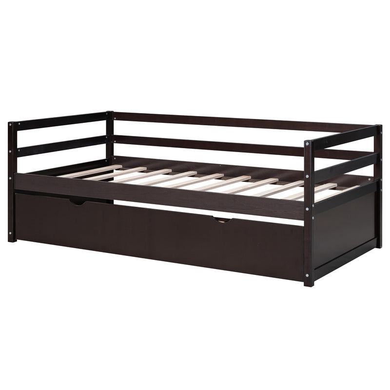 Twin Size Wood Daybed with Twin Size Trundle, Espresso