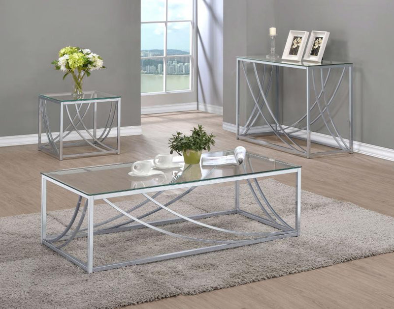 Lille - Glass Top Square End Table Accents - Chrome