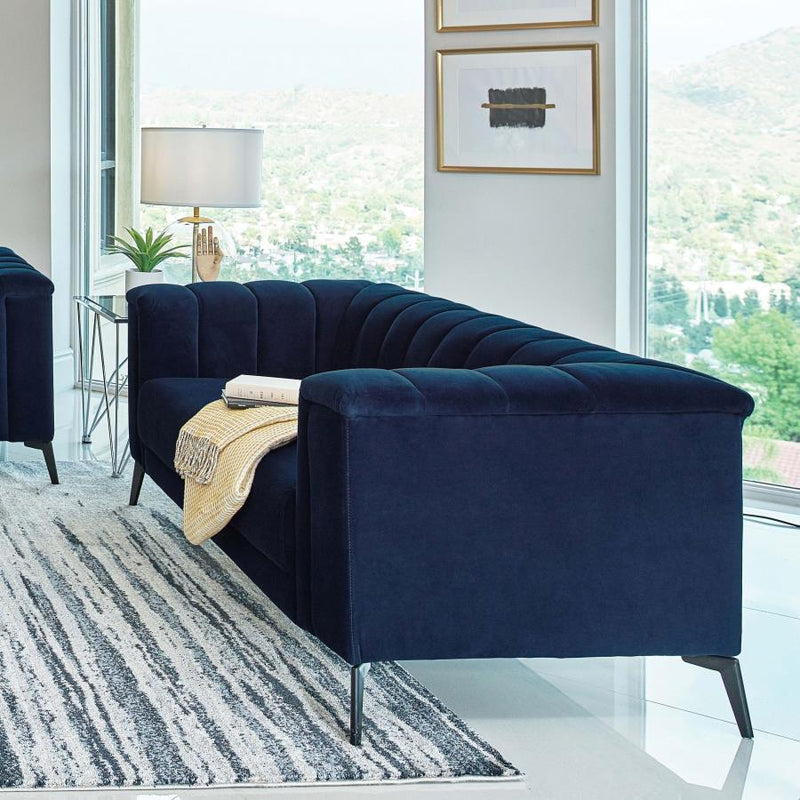 Chalet - Tuxedo Arm Loveseat - Blue