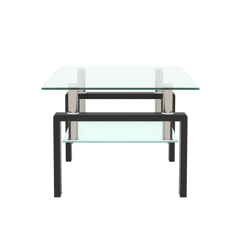 Rectangle Coffee Table, Modern Side Center Tables For Furniture - Clear / Black